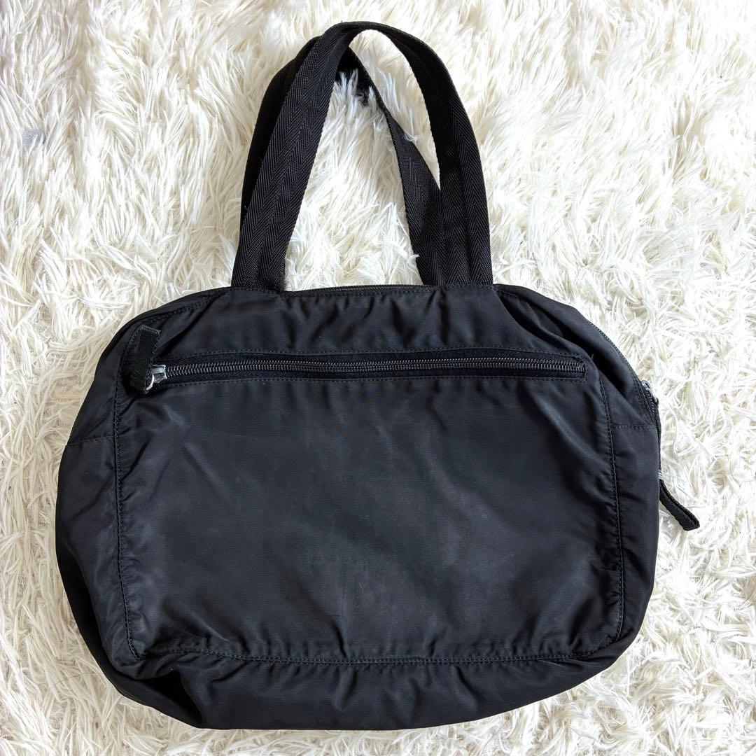 PRADA プラダ ミニ ボストンバッグ ナイロン 三角ロゴプレート ブラック