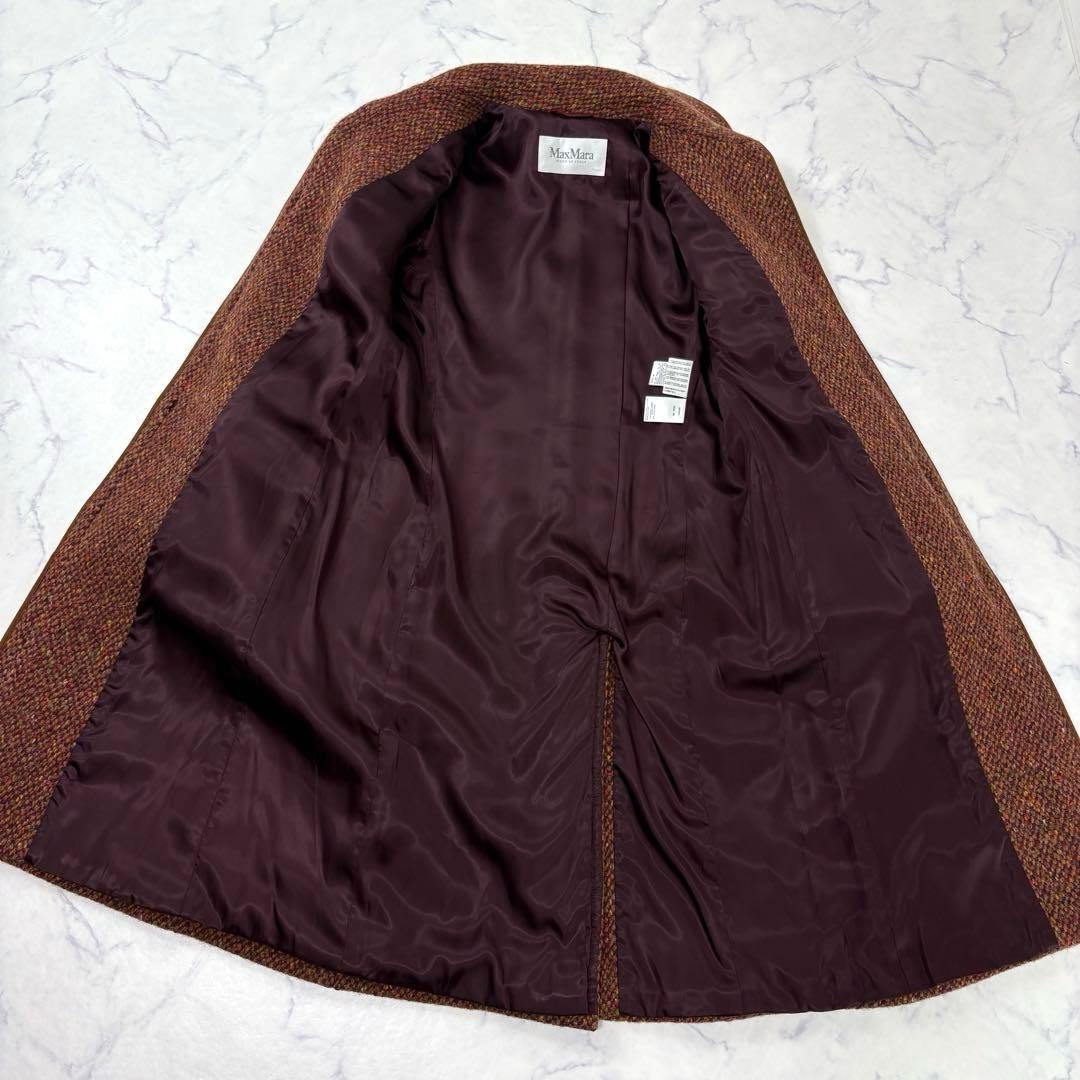 Max Mara マックスマーラ 最高級白タグ ツイード ロングコート ベルト付