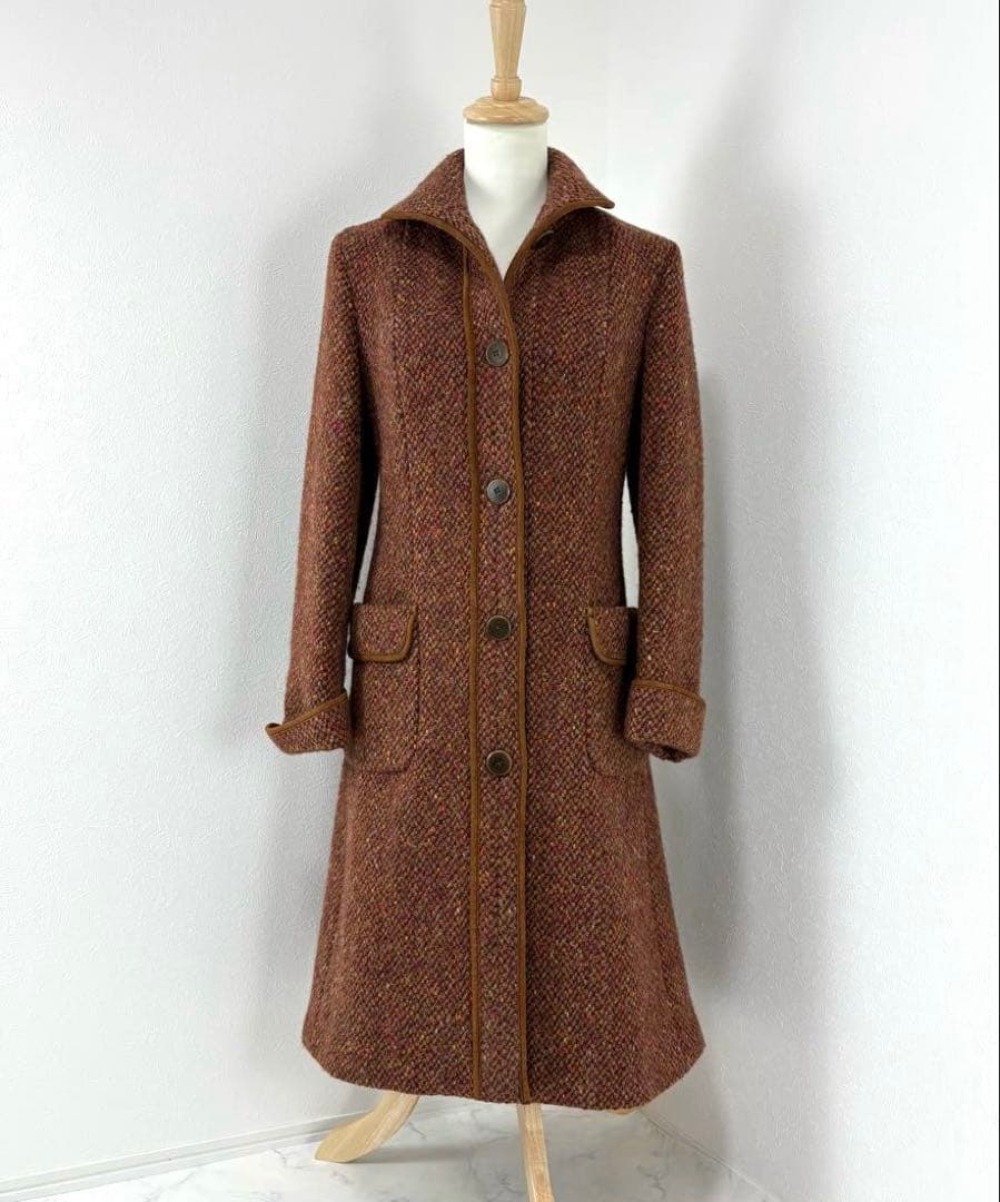 Max Mara マックスマーラ 最高級白タグ ツイード ロングコート ベルト付