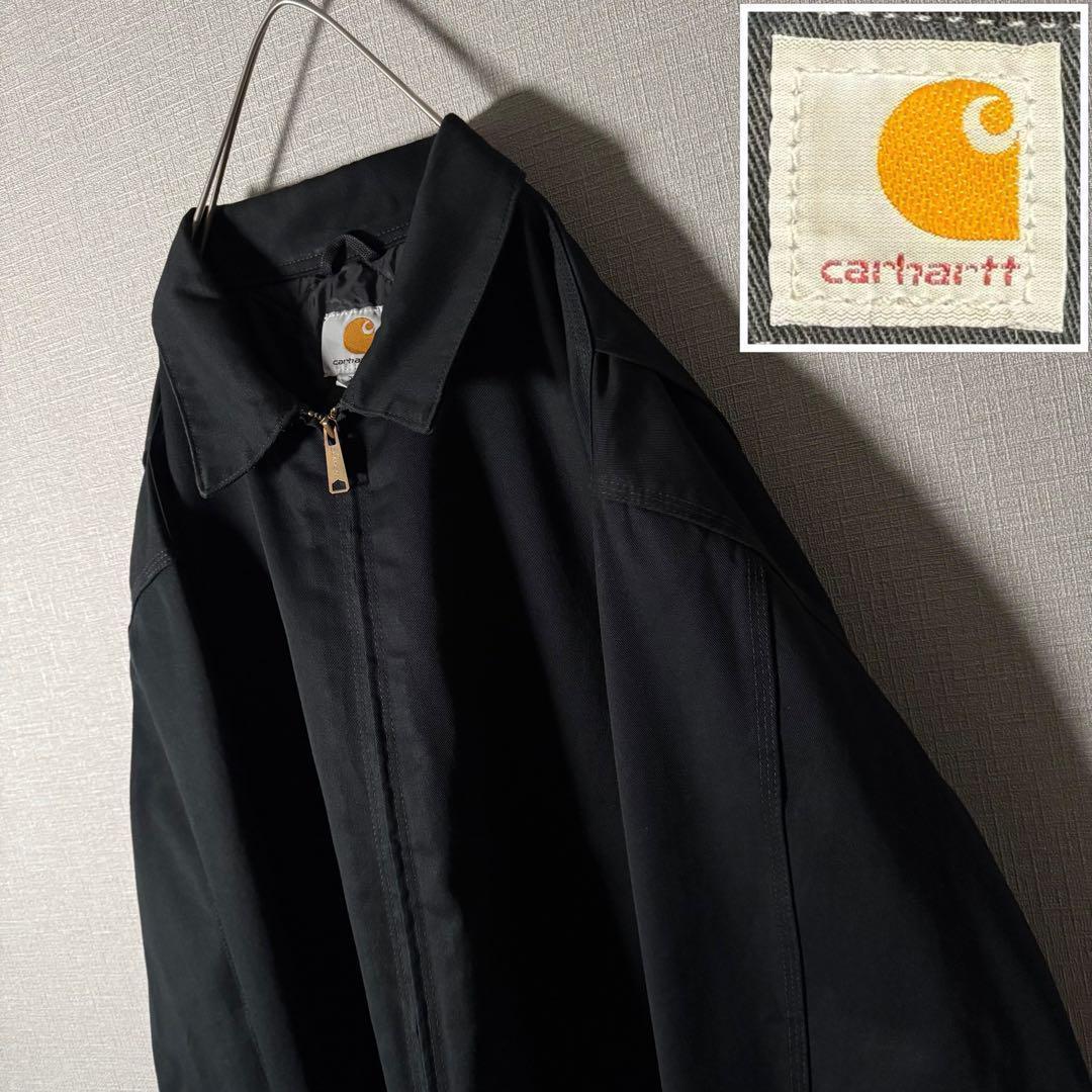 希少2XL★Carhartt カーハート カバーオールブルゾン 金ボタン 黒