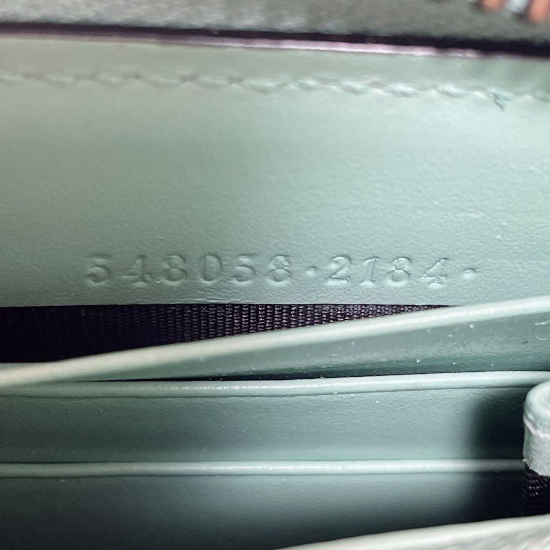 日本限定カラー グッチ リネアキャット シマ 長財布 ミント ラウンドファスナー