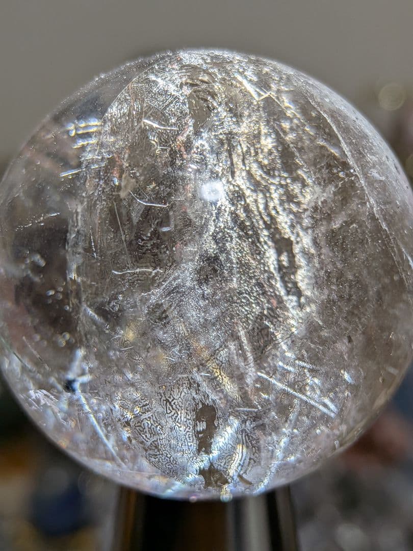 ハマノ☆スモーキークォーツ☆スフィア☆符文字入り☆希少☆台座つき☆