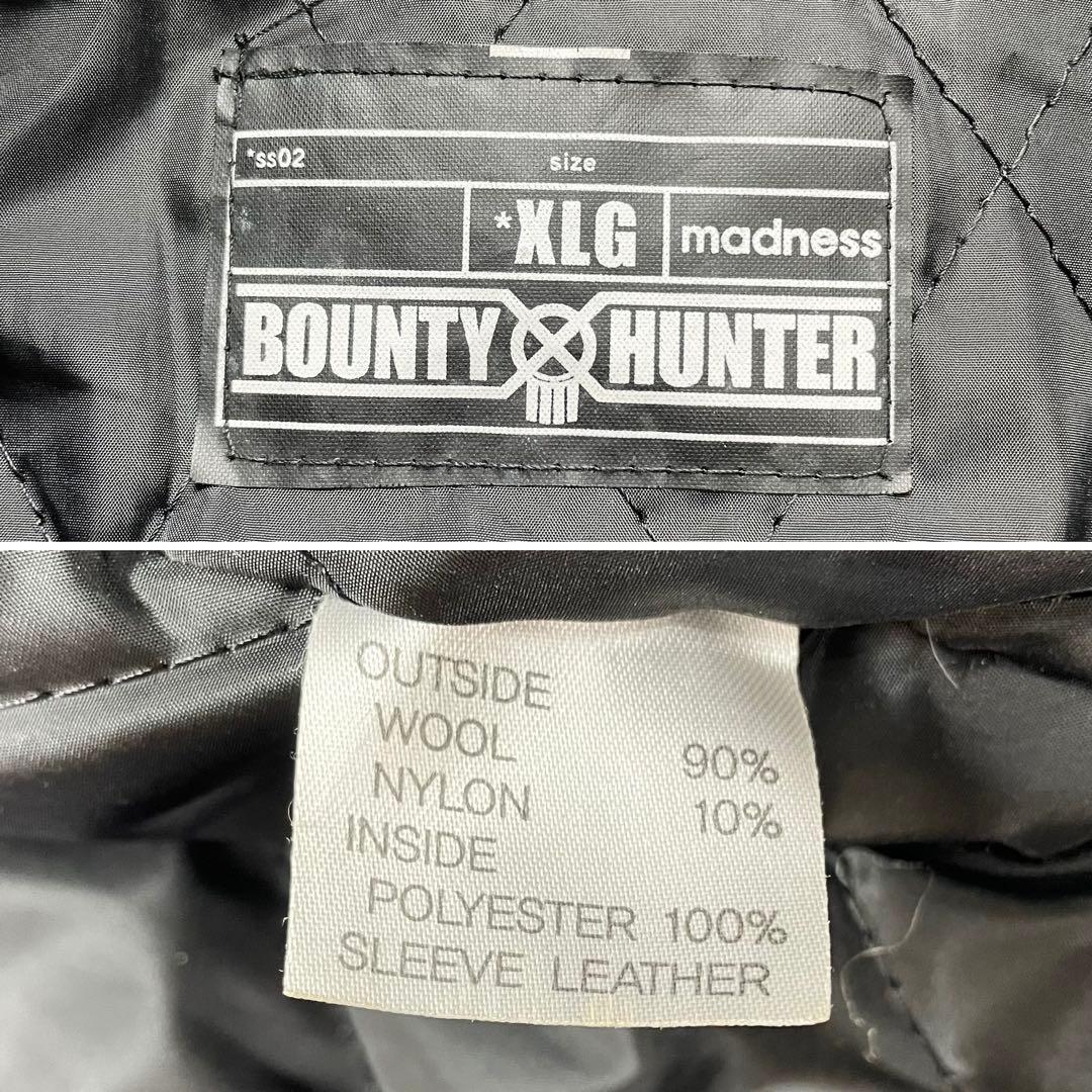 希少2XL バウンティハンター スタジャン 袖レザー スカル 刺繍ワッペン 黒
