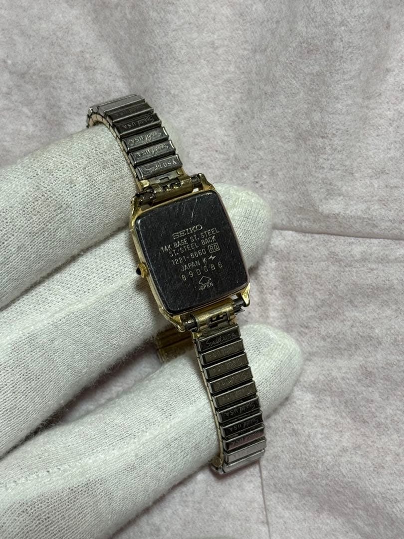 【14K】手巻き時計 ゴールド 長方形ケース