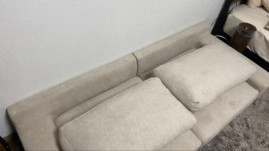 ローソファ フロアソファ 幅170cm グレージュ 分割式 カバーリング 組立品