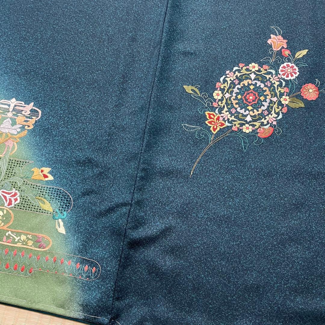 総刺繍 金通し 褐返色 訪問着 紋なし