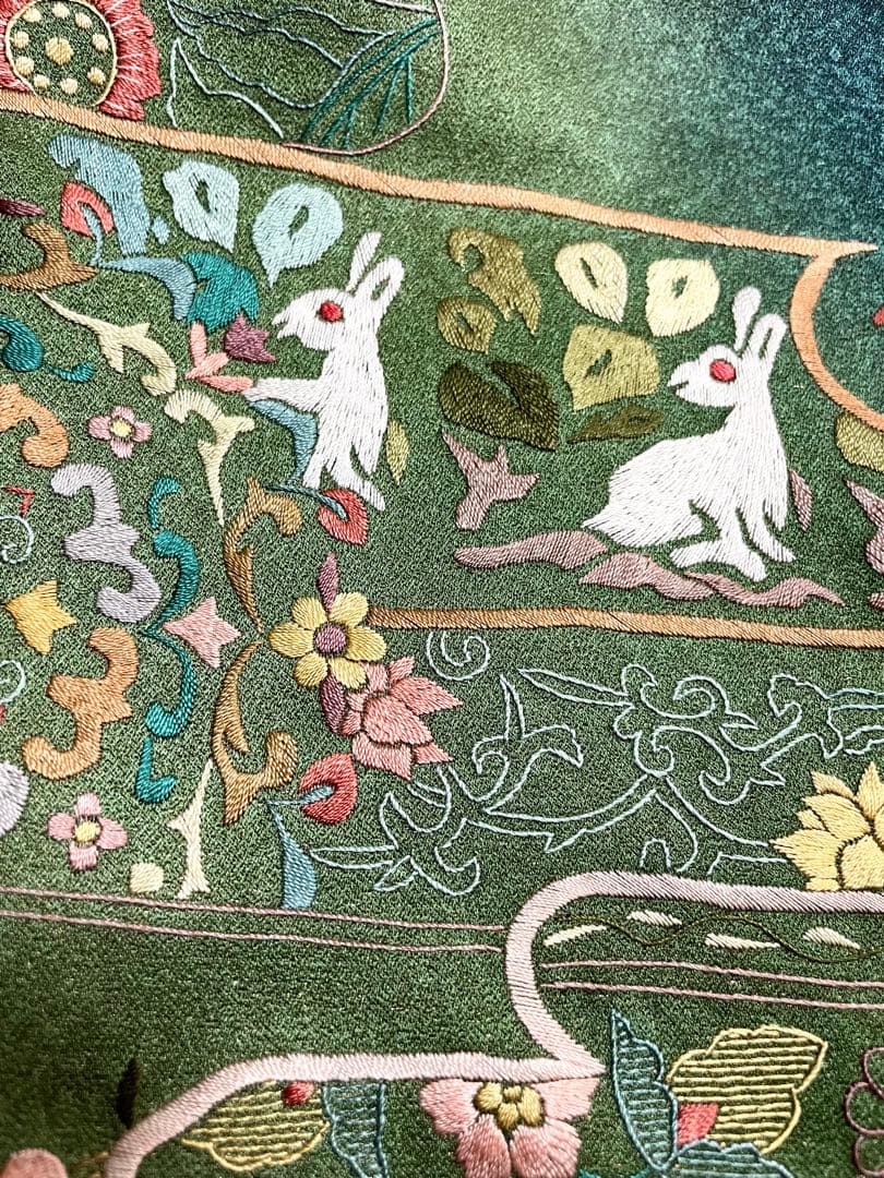 総刺繍 金通し 褐返色 訪問着 紋なし