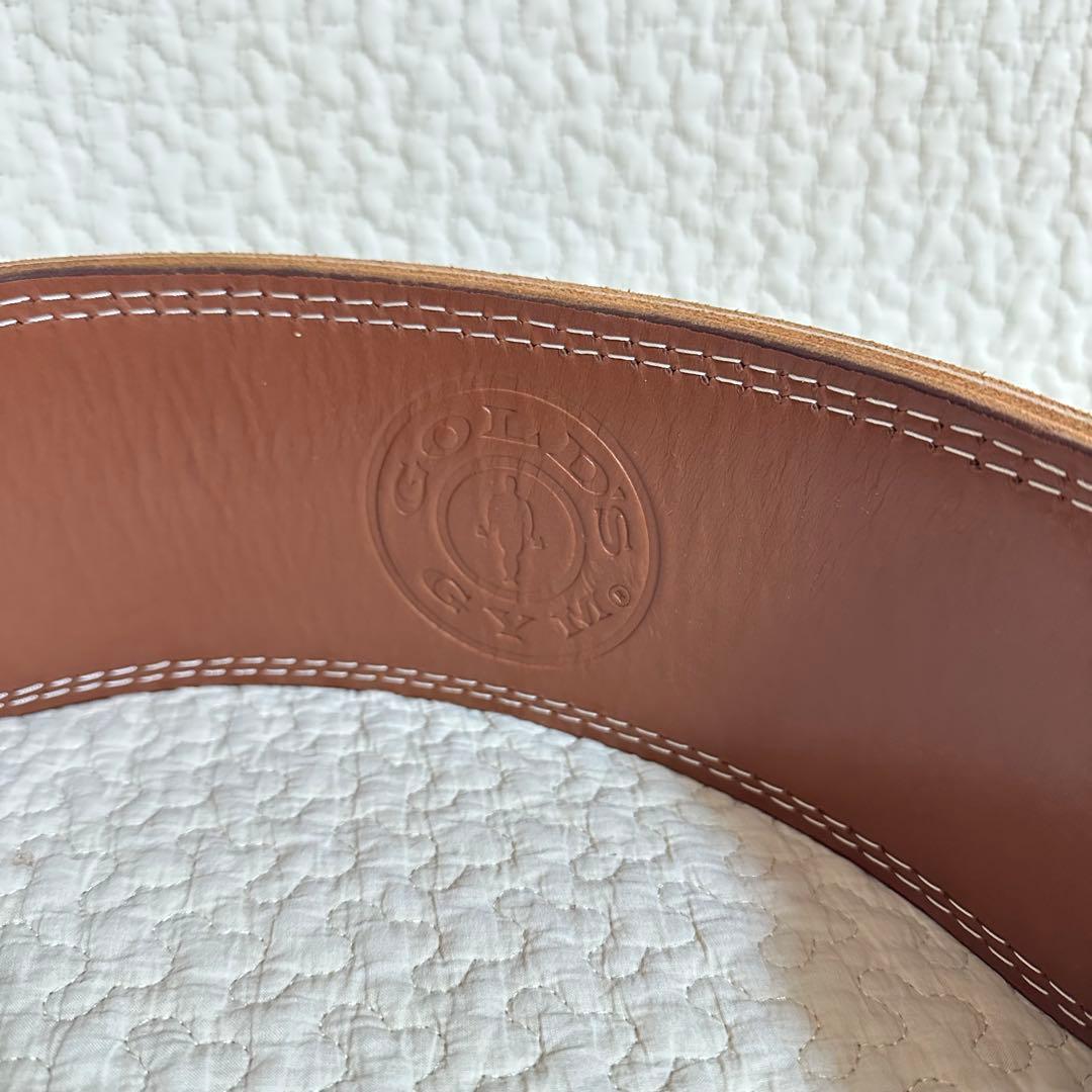 ゴールドジム　プロレザーベルト　M 筋トレ　ブラウン　フィットネス　レザー　体幹