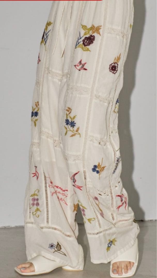 TODAYFUL エンブロイダリーパッチワークトラウザーズ