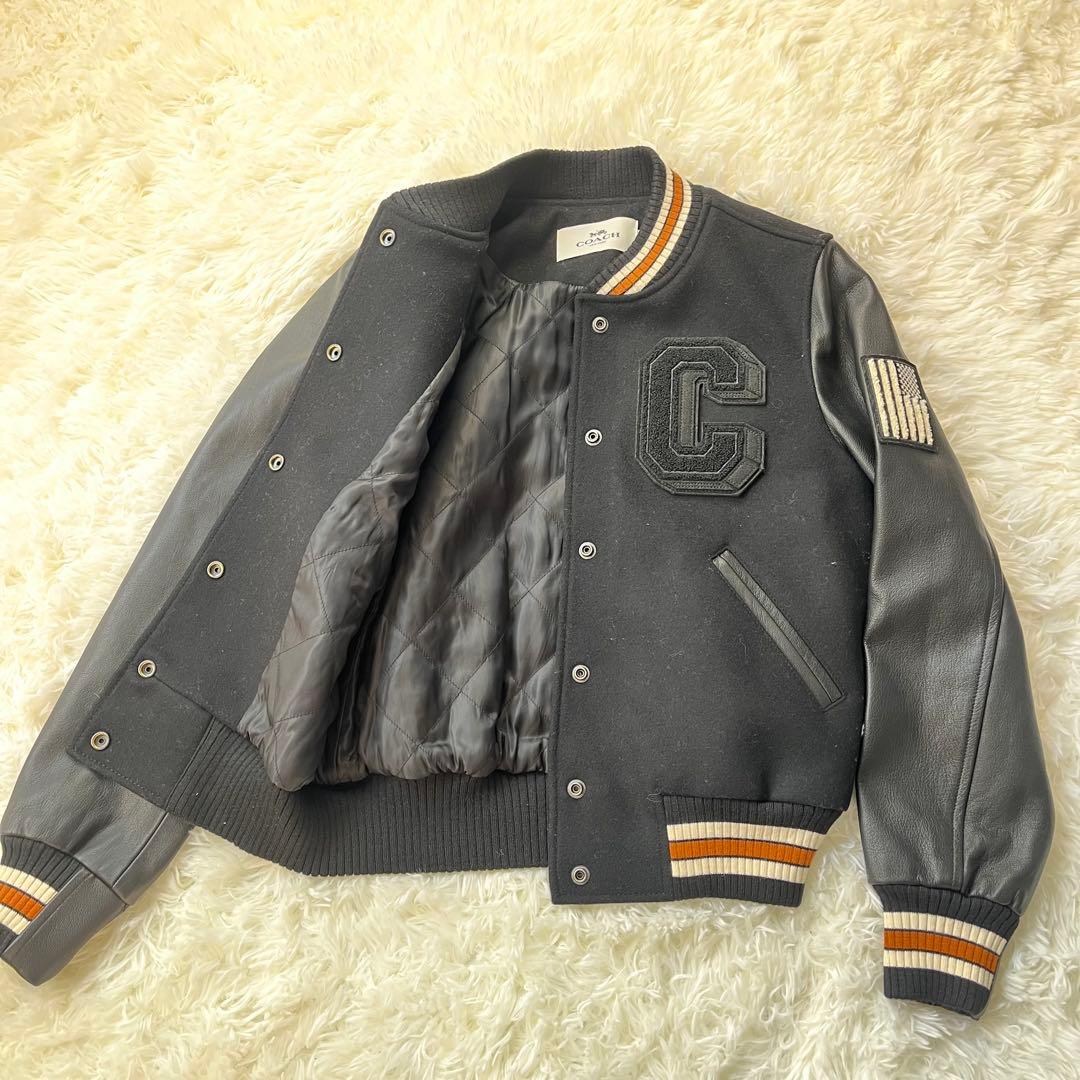 ほぼ未使用✨ COACH コーチ スタジャン 羊革 切替 ワッペン 星条旗