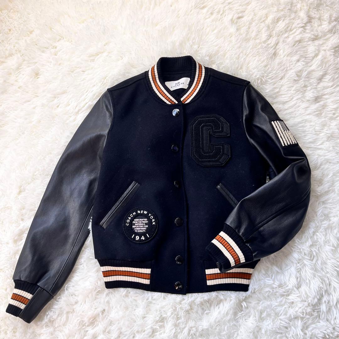 ほぼ未使用✨ COACH コーチ スタジャン 羊革 切替 ワッペン 星条旗