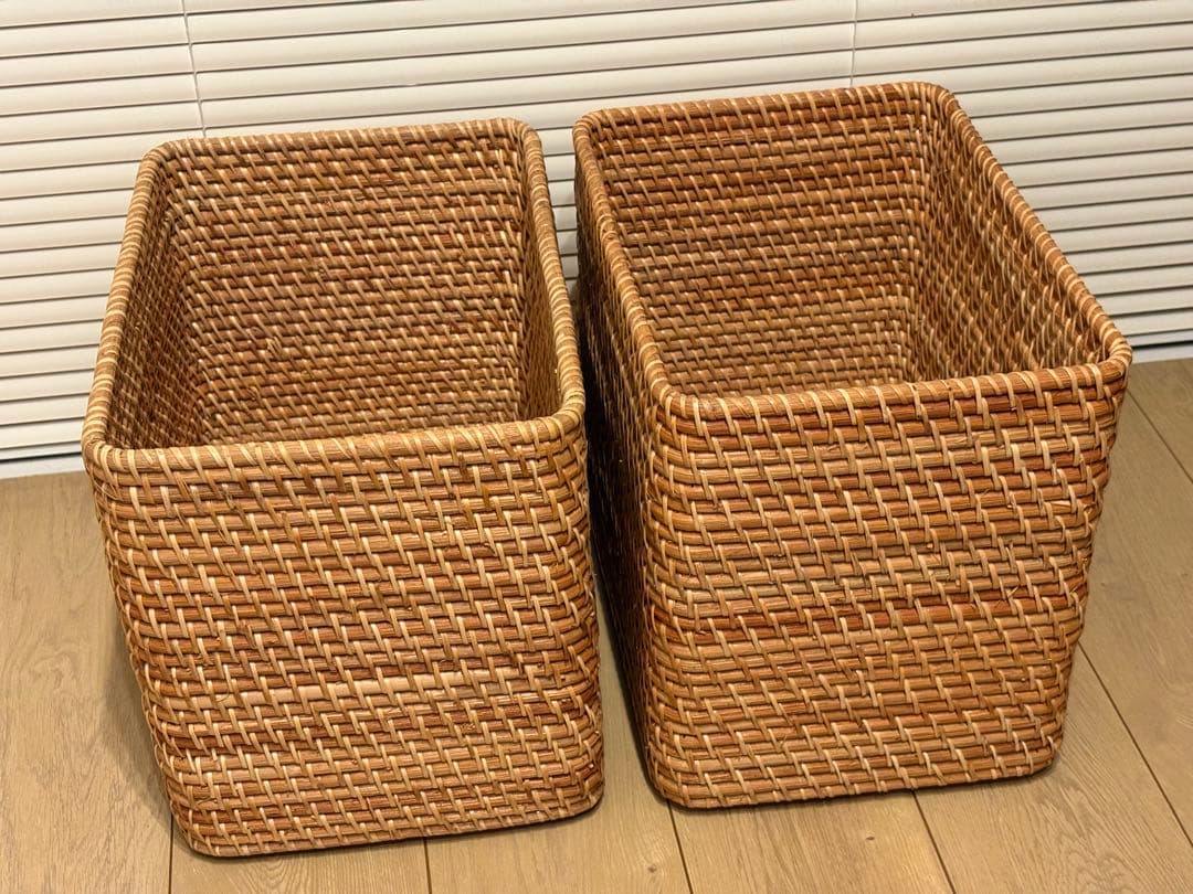 無印良品 ラタン長方形バスケット 特大 3個、大 1個