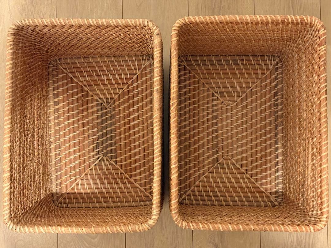 無印良品 ラタン長方形バスケット 特大 3個、大 1個