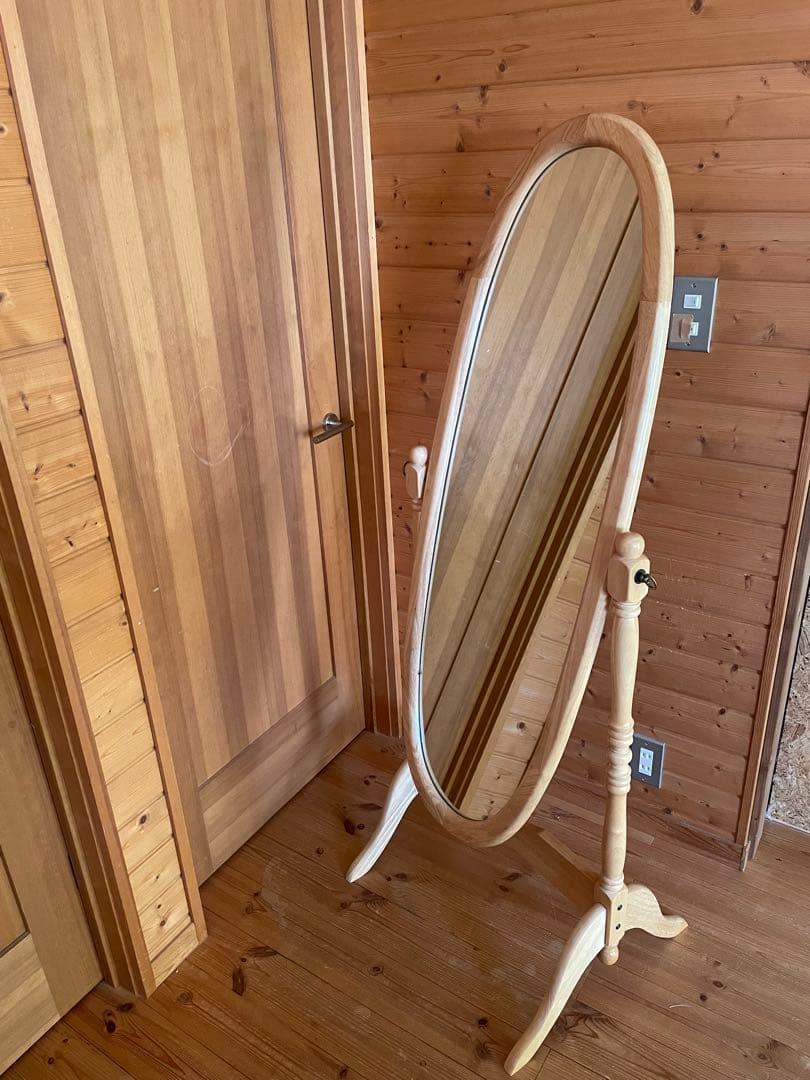 超美品　アンティーク風　スタンドミラー　オーバルミラー　姿見　ビンテージ風