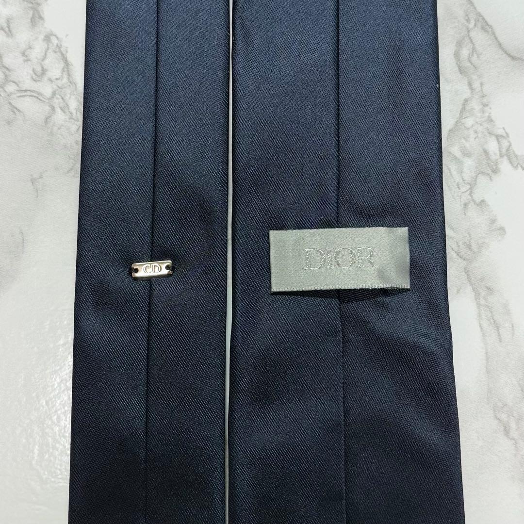 ✨極美品✨ 現行 DIOR ネクタイ シルク100% CDロゴ ネイビー ツヤ