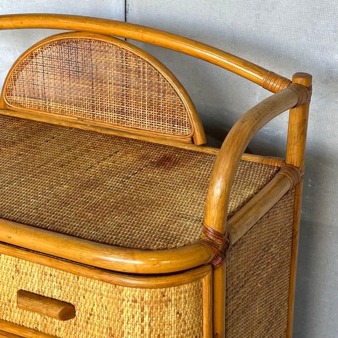 ꧁ラタン꧂ 70s〜80s昭和レトロ♢ ラタンチェスト 5段 籐家具 ナチュラル