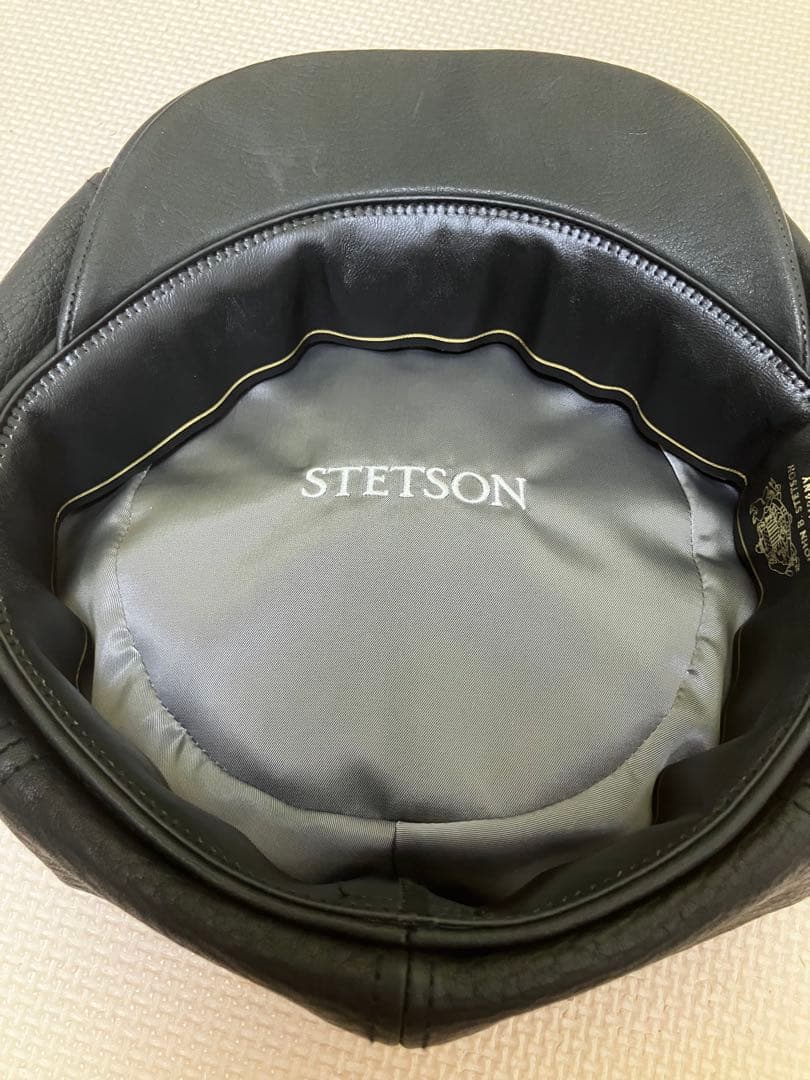 STETSON 黒 レザー キャスケット