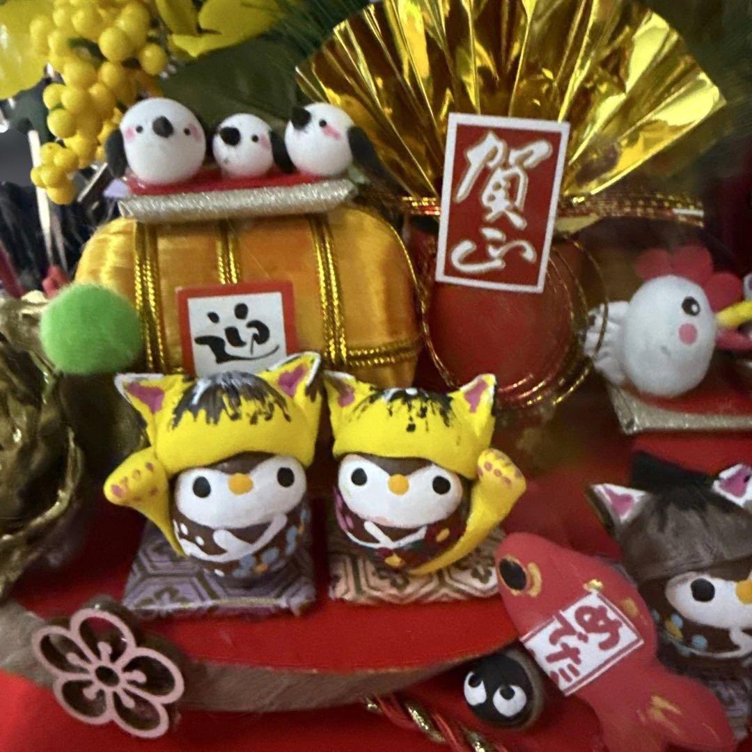 どんぐりアート♡2026年度　祝　お正月猫帽子BIGオブジェ　一点物♡