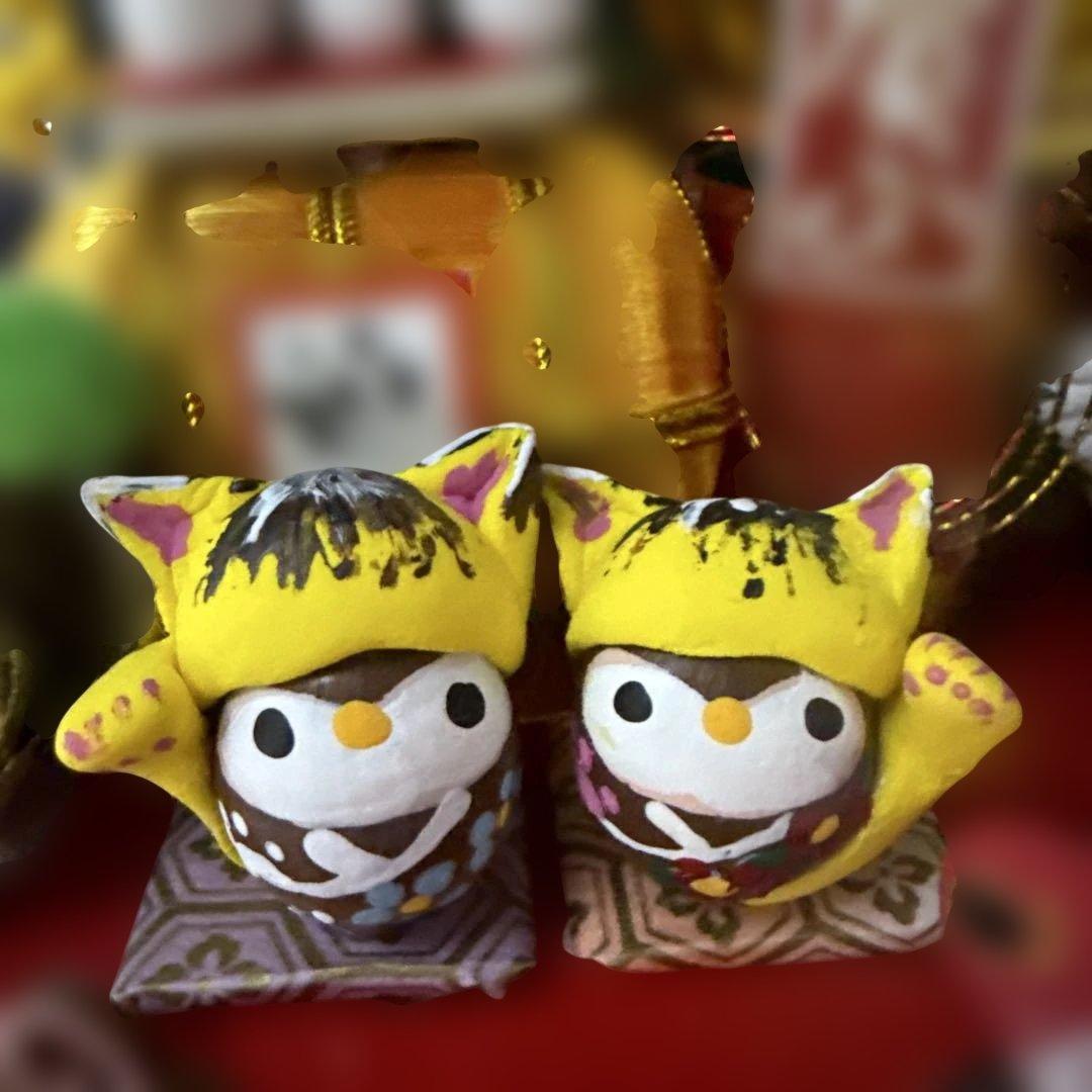 どんぐりアート♡2026年度　祝　お正月猫帽子BIGオブジェ　一点物♡