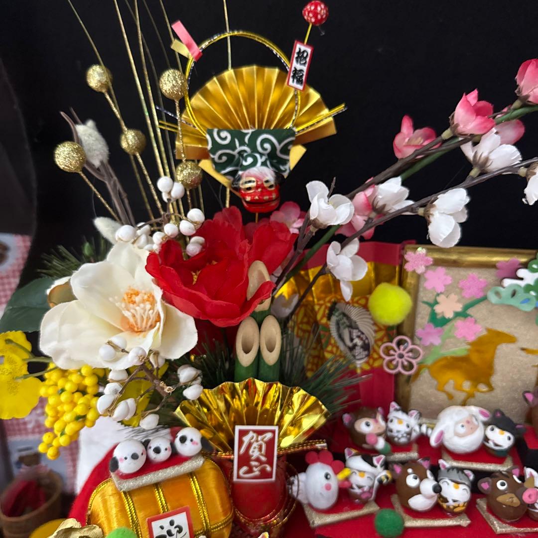 どんぐりアート♡2026年度　祝　お正月猫帽子BIGオブジェ　一点物♡