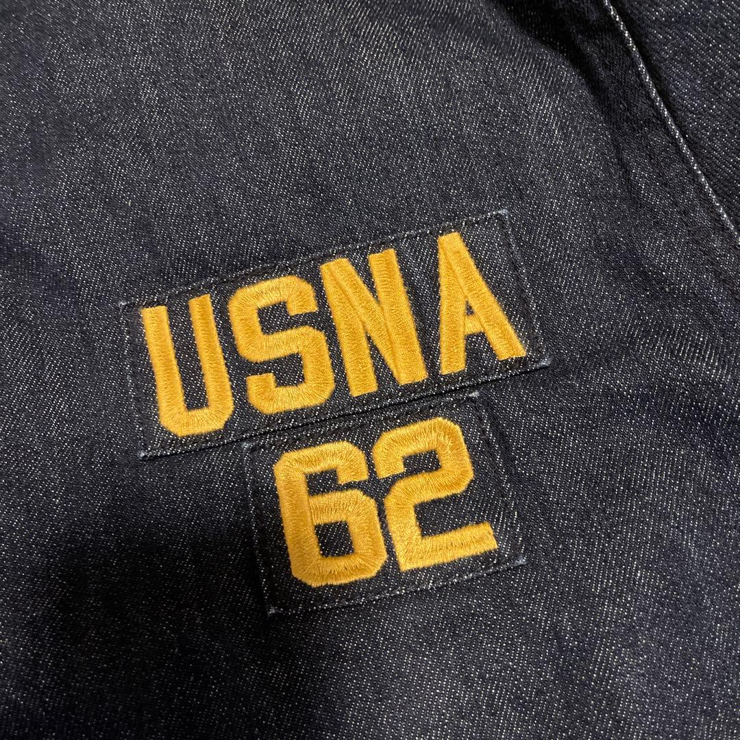 美品 HOUSTON デニムフーディ 中綿 USNA ミリタリージャケット XL