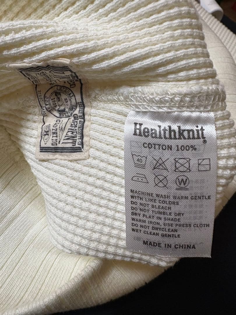 断捨離様 ヘルスニット 993 スーパーベビーワッフルオフホワイトとブラック L