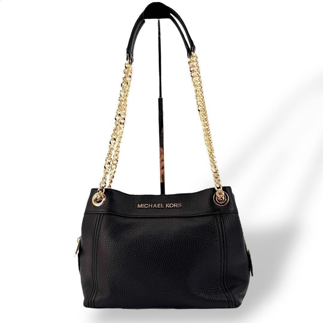 《極美品》マイケルコース ミニショルダーバック チェーン レザー シボ革 通勤