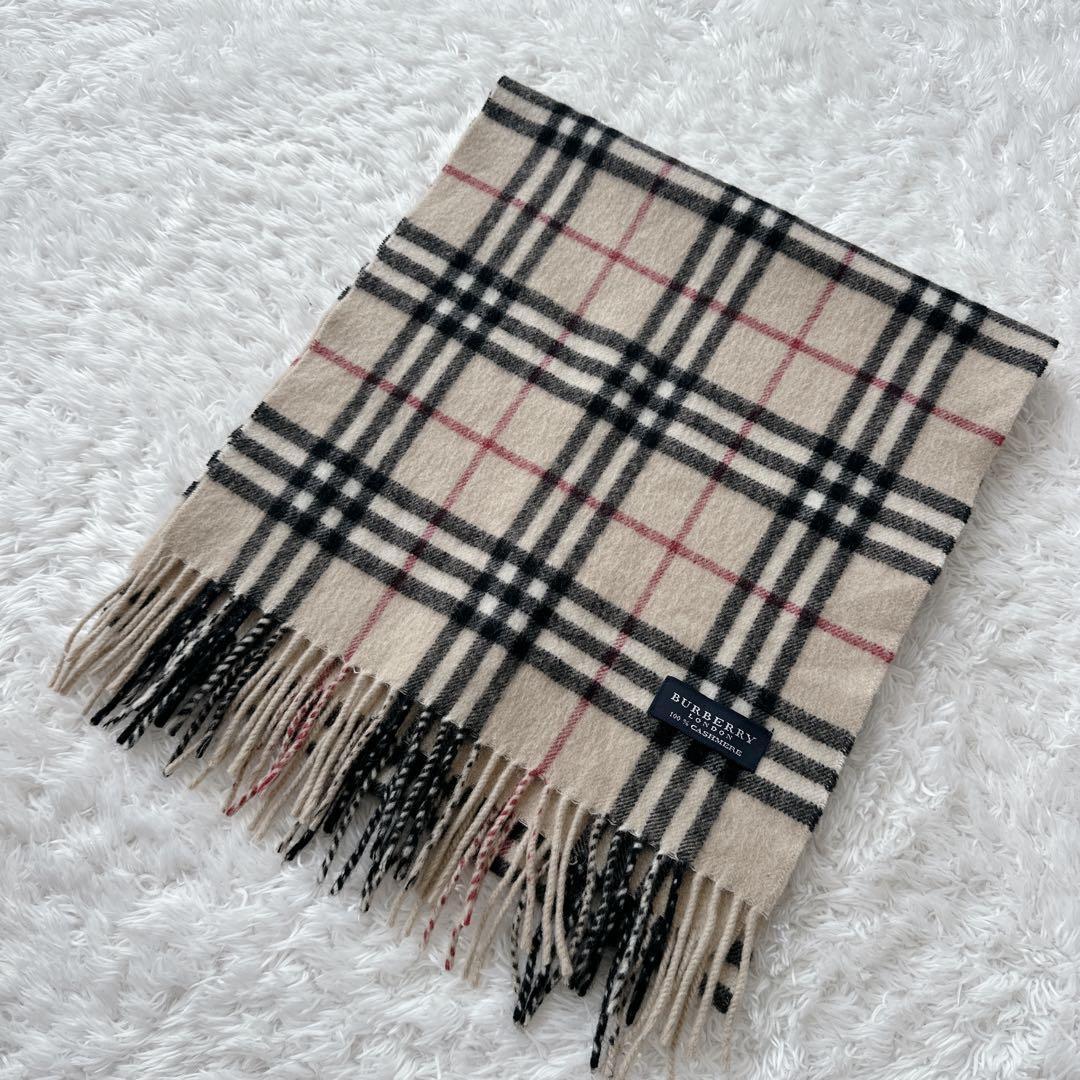 美品 バーバリーロンドン カシミヤ100% マフラー ストール ノバチェック