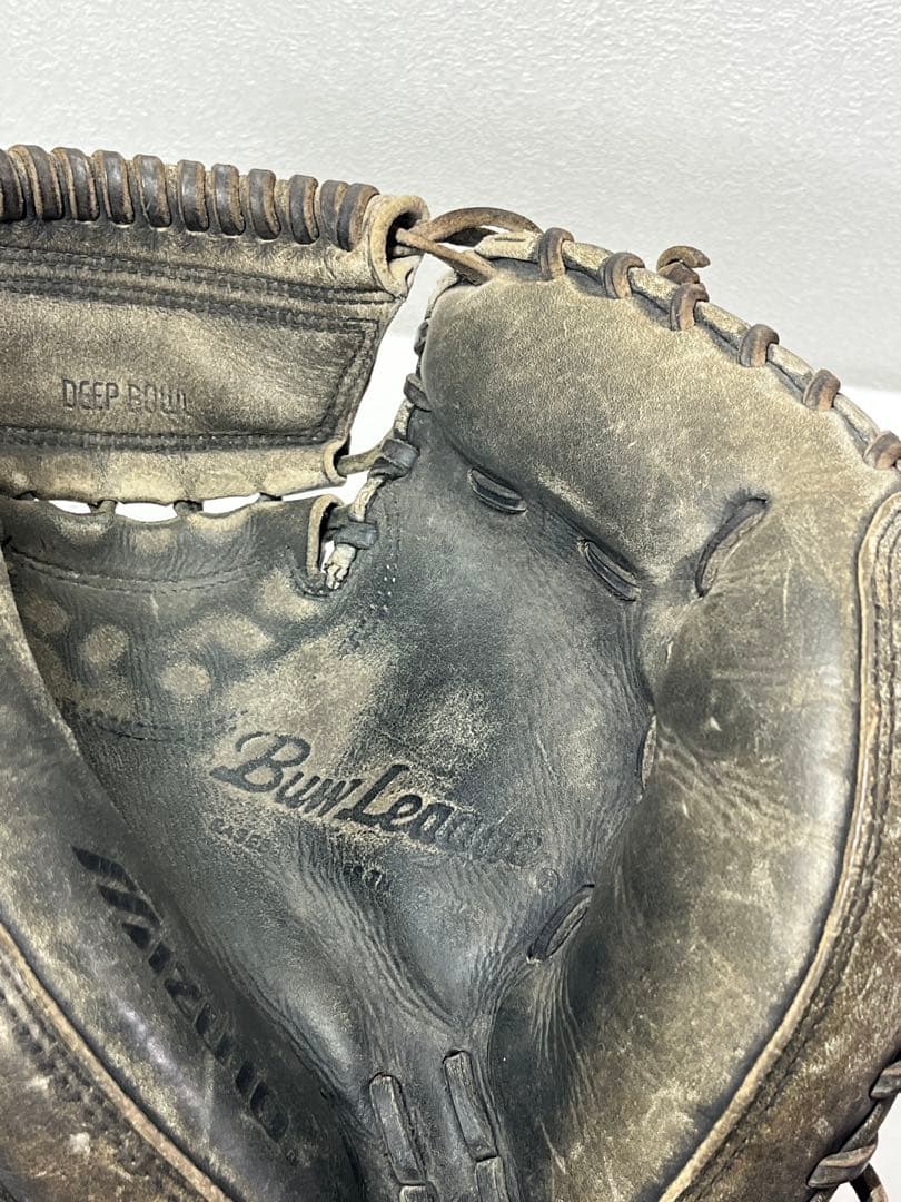 【廃盤】ミズノ ビューリーグ 軟式 キャッチャーミット Mロゴ 青エッジ　少年用