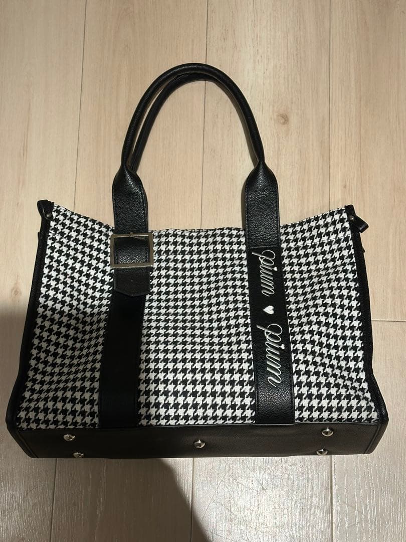 pium ベルトロゴハンドルトートバッグ 千鳥柄 ミックス