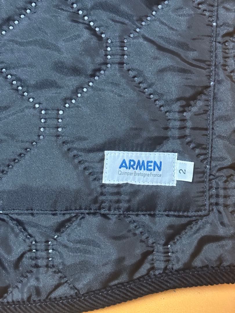 【美品】ARMEN フード付きキルティングベスト ブラック