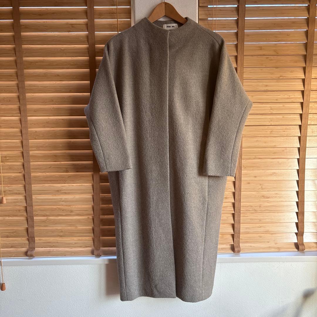 evam eva プレスウール　ロングコート　モカ　サイズ1 エヴァムエヴァ