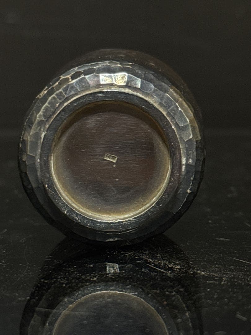 超重量級 極上 純銀 槌目 筒型 ぐい呑 酒器 桐箱入 約197.3g