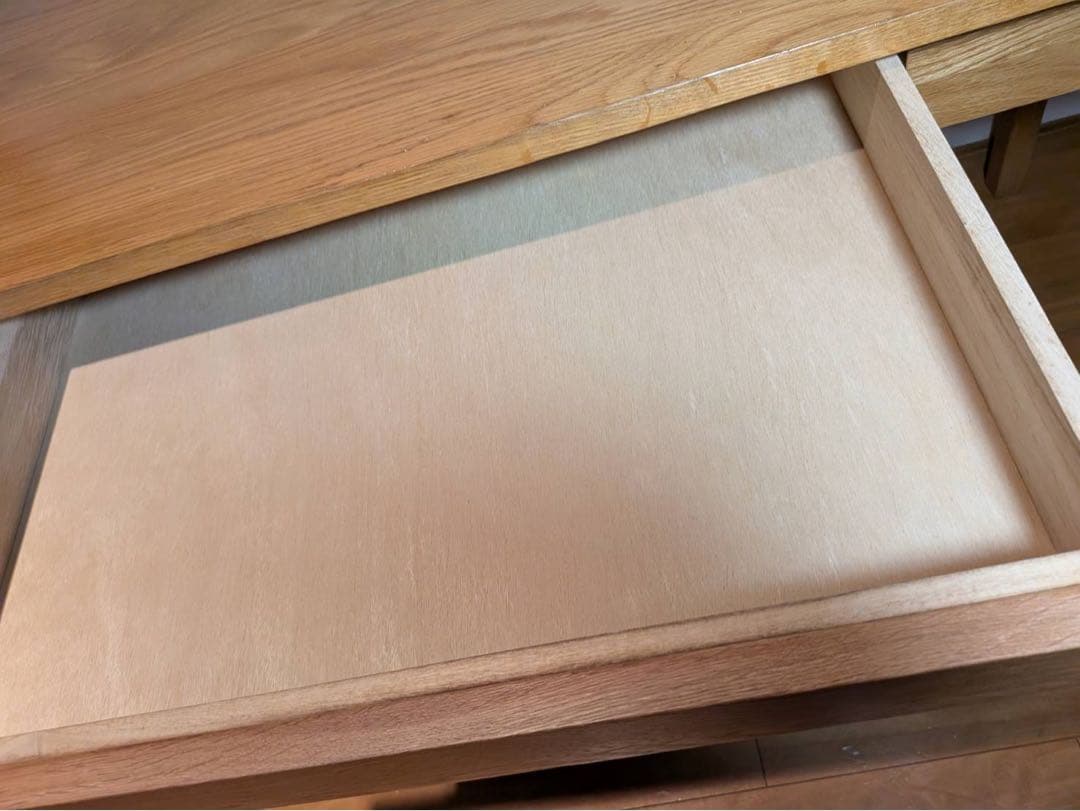 ■送料込■無印 木製デスク オーク材 110 事務 学習 勉強机 テーブル引出