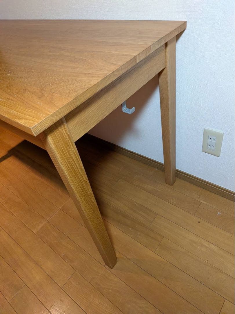 ■送料込■無印 木製デスク オーク材 110 事務 学習 勉強机 テーブル引出
