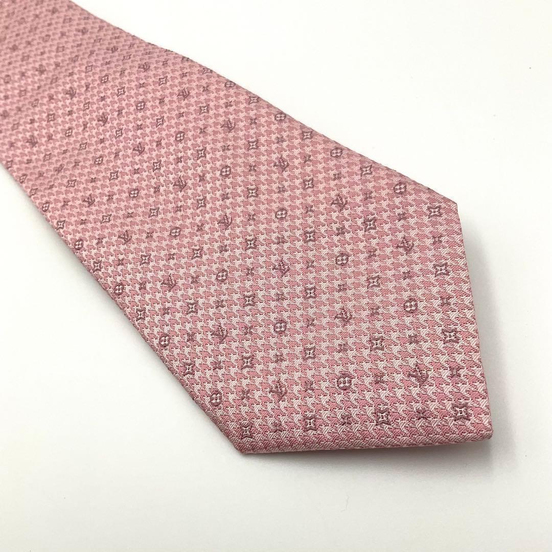 LOUIS VUITTON ルイヴィトン ネクタイ モノグラム ピンク シルク
