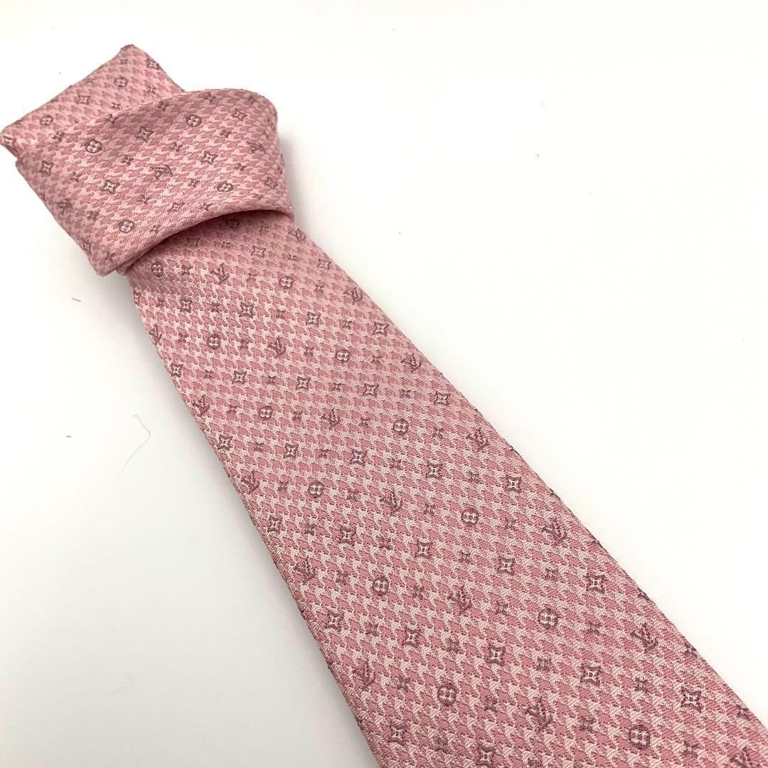 LOUIS VUITTON ルイヴィトン ネクタイ モノグラム ピンク シルク