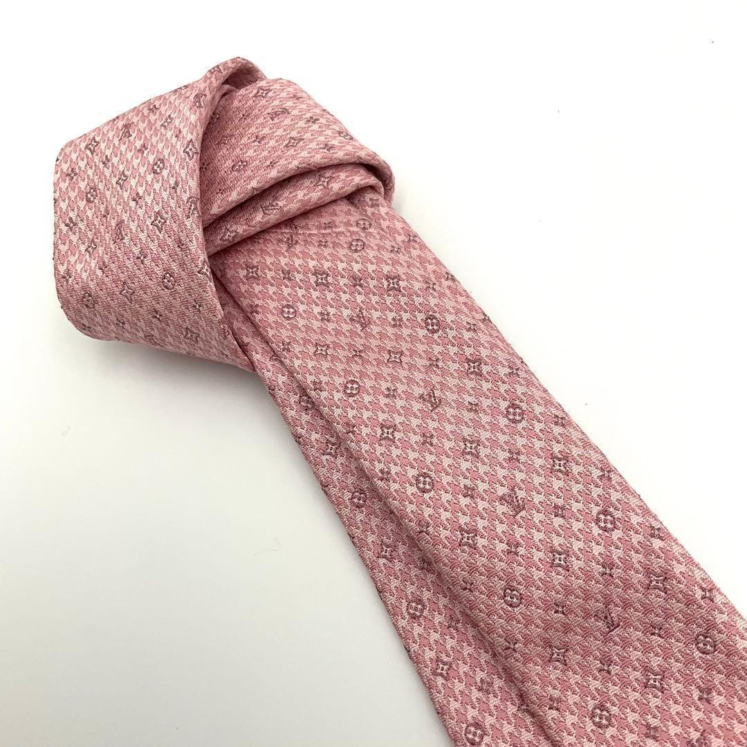 LOUIS VUITTON ルイヴィトン ネクタイ モノグラム ピンク シルク