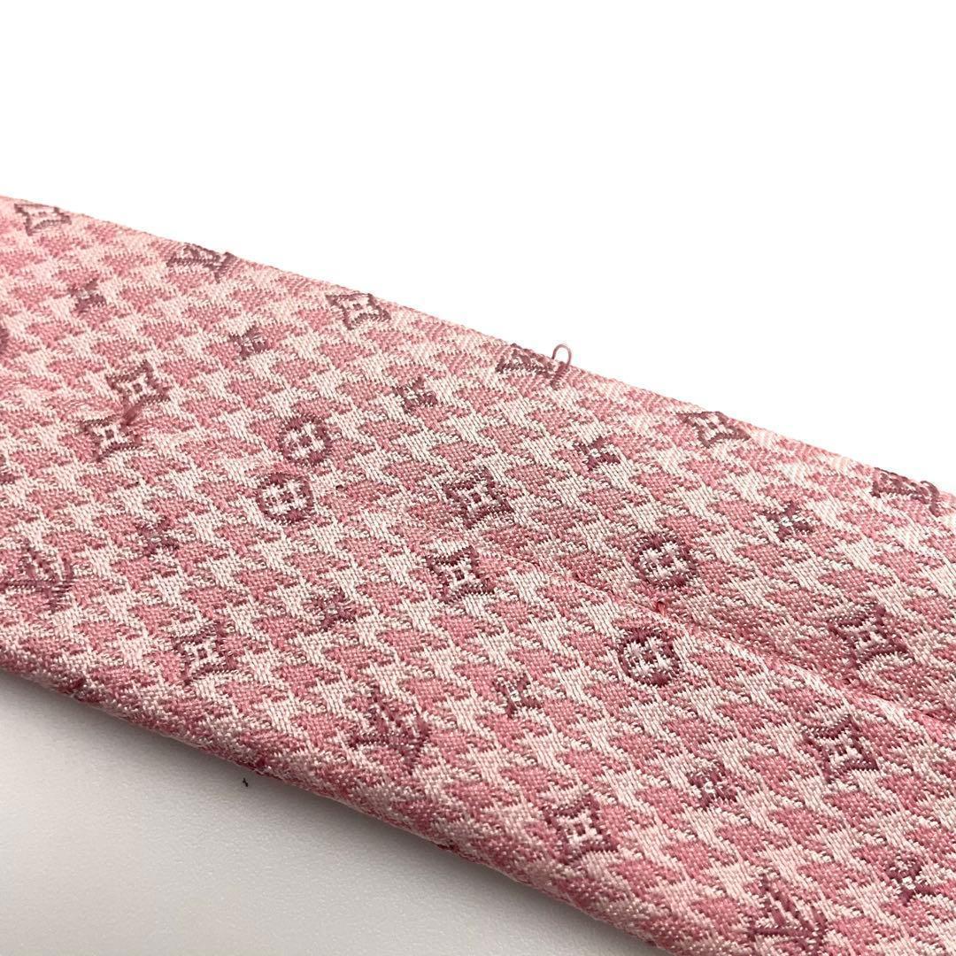 LOUIS VUITTON ルイヴィトン ネクタイ モノグラム ピンク シルク