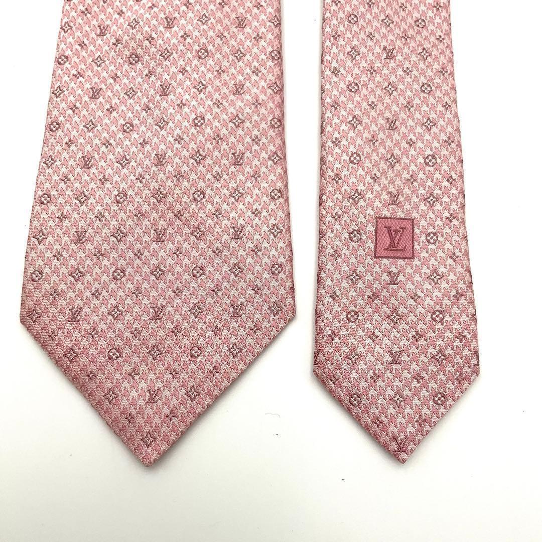 LOUIS VUITTON ルイヴィトン ネクタイ モノグラム ピンク シルク