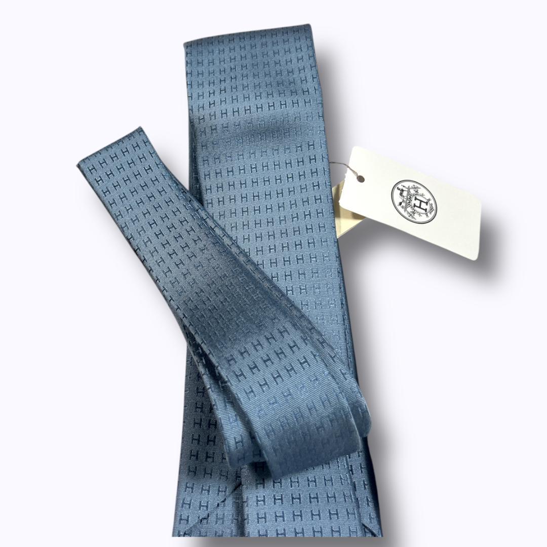 新品　エルメス ネクタイ ファソネ　光沢 H柄 シルク 箱付 ビジネス