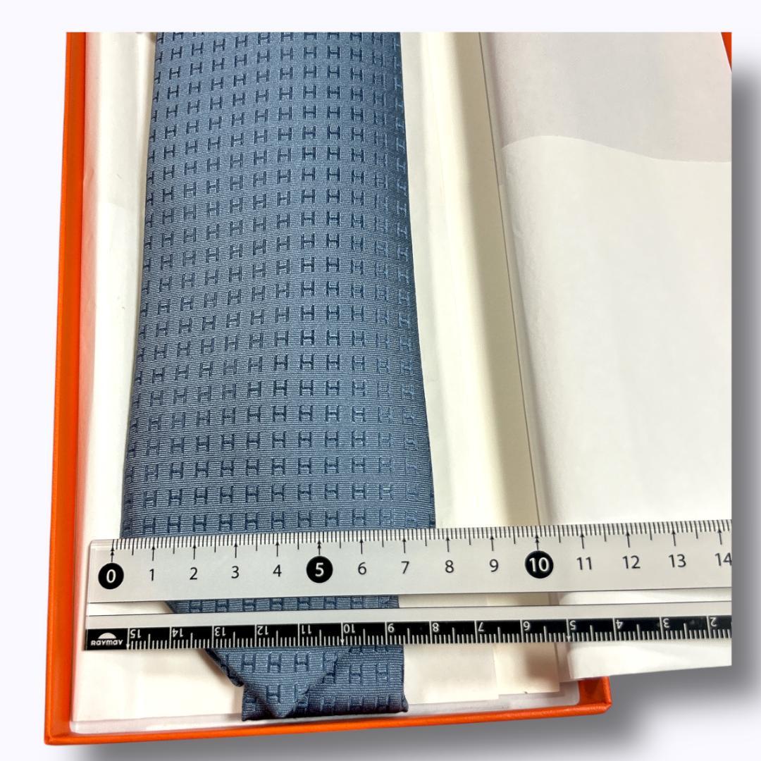 新品　エルメス ネクタイ ファソネ　光沢 H柄 シルク 箱付 ビジネス