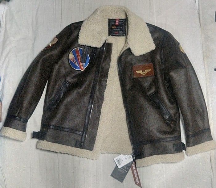 新品未使用　ALPHA B-3 フェイクムートン アルファ ワッペン付 L