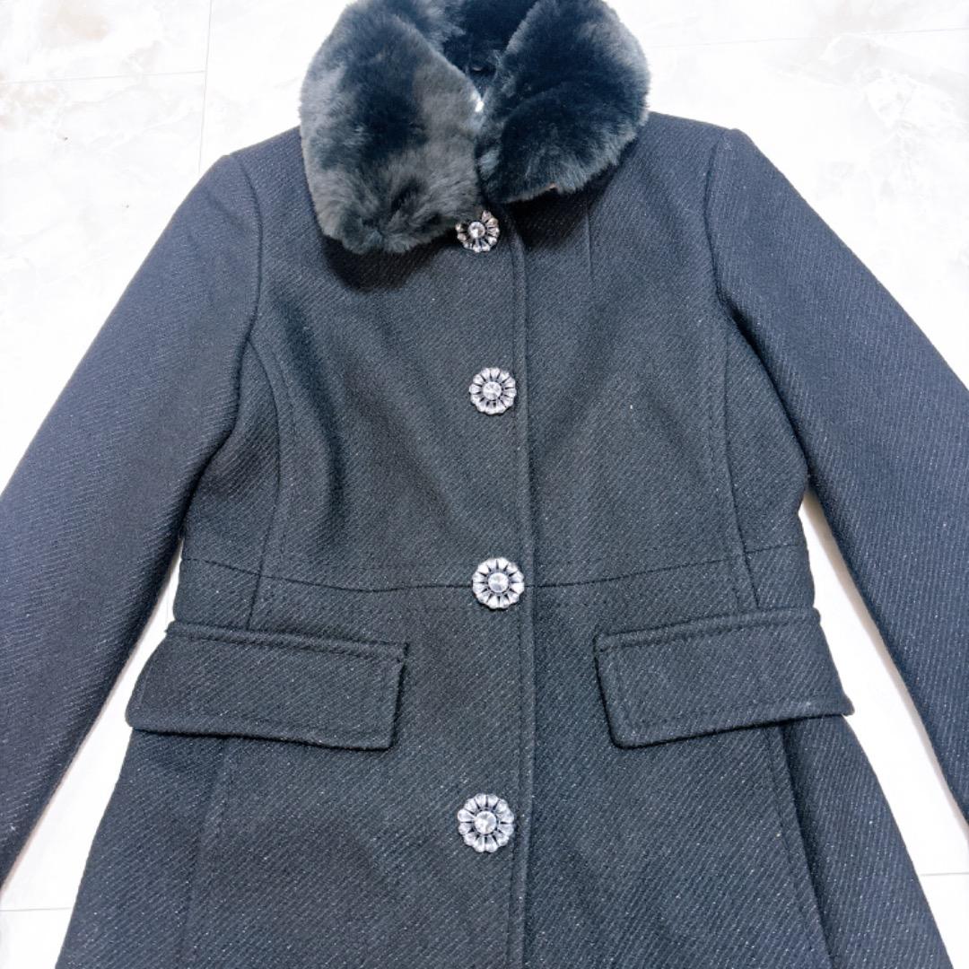 【極美品✨】ケイトスペード コート　ビジュー　ラメ　ファー付き