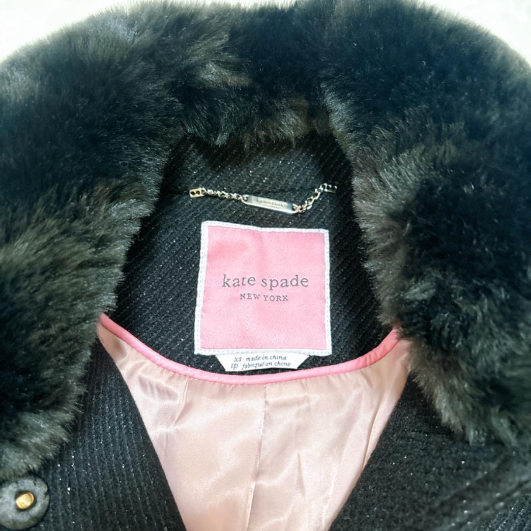 【極美品✨】ケイトスペード コート　ビジュー　ラメ　ファー付き