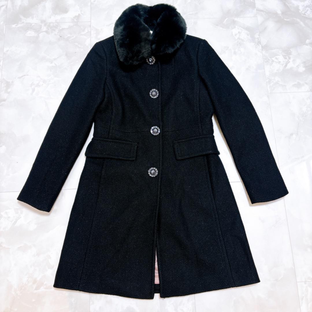 【極美品✨】ケイトスペード コート　ビジュー　ラメ　ファー付き