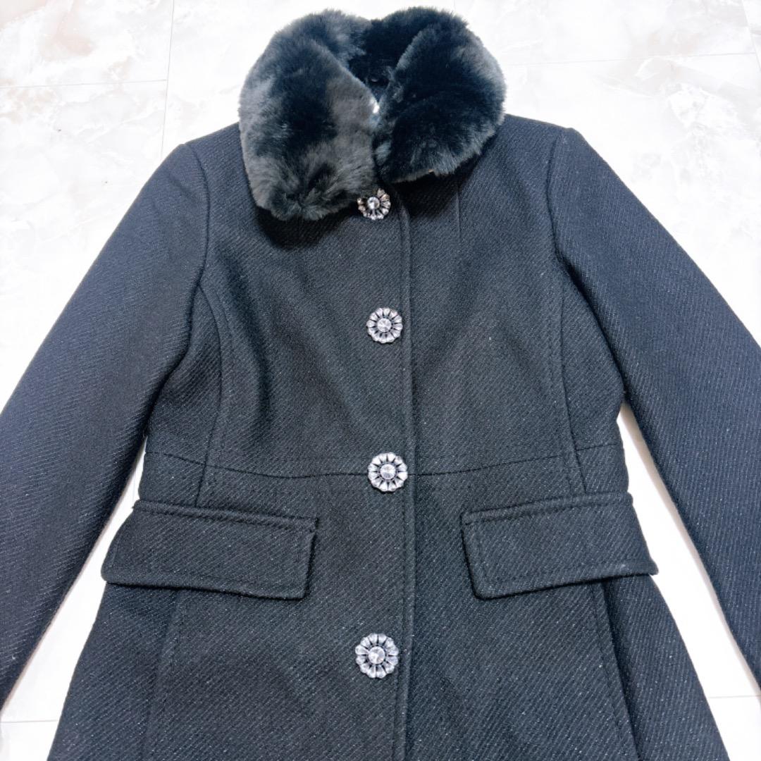 【極美品✨】ケイトスペード コート　ビジュー　ラメ　ファー付き