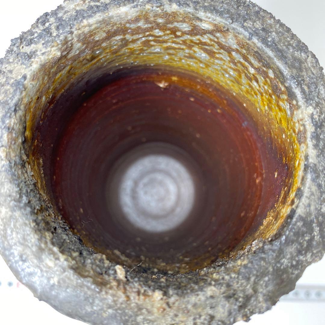 専用　藤原啓　最上位の備前窯変花入　共箱　高さ23.5㎝　東Y6-1007☆2F