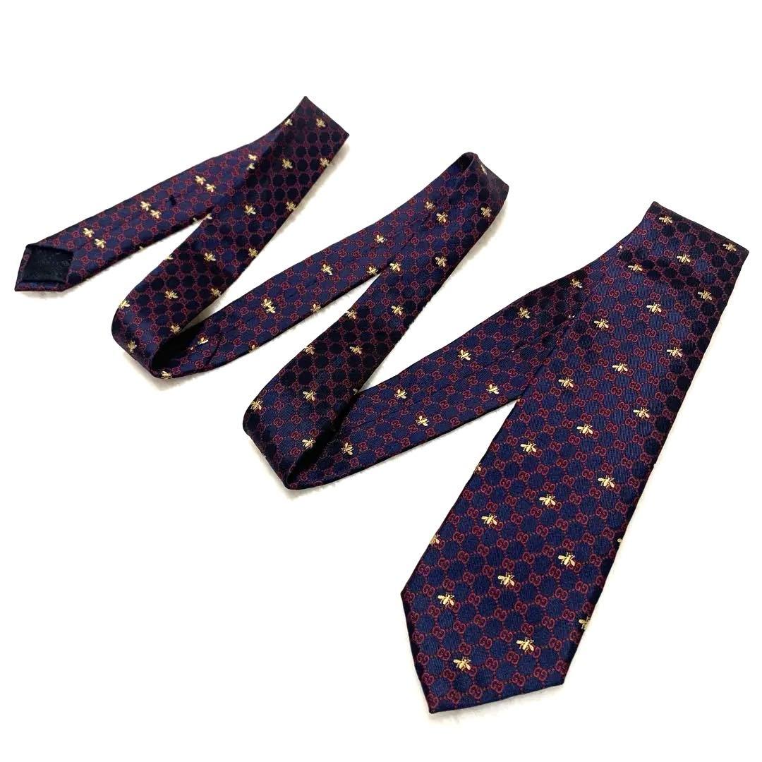 ✨極美品✨現行✨GUCCI　ネクタイ　GG柄　インターロッキング　蜂