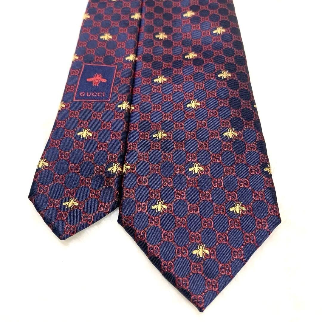 ✨極美品✨現行✨GUCCI　ネクタイ　GG柄　インターロッキング　蜂